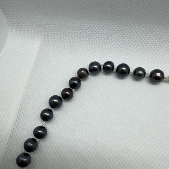 Vintage Tahitian Peacock Rainbow Black Pearl Necklace 14K Gold CLASP 18” - Picture 6 of 14